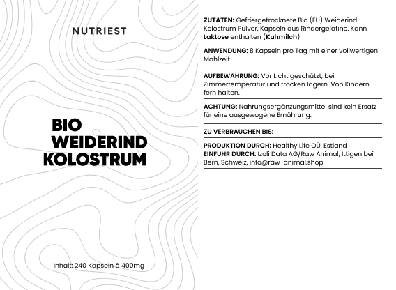 Getrocknetes Bio Weiderind Kolostrum Extrakt in Kapseln