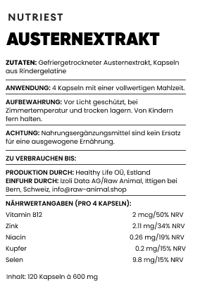 Reiner Austernextrakt in Kapseln