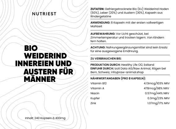 Getrocknete Bio Weiderind Hoden (Stierhoden) in praktischer Kapsel