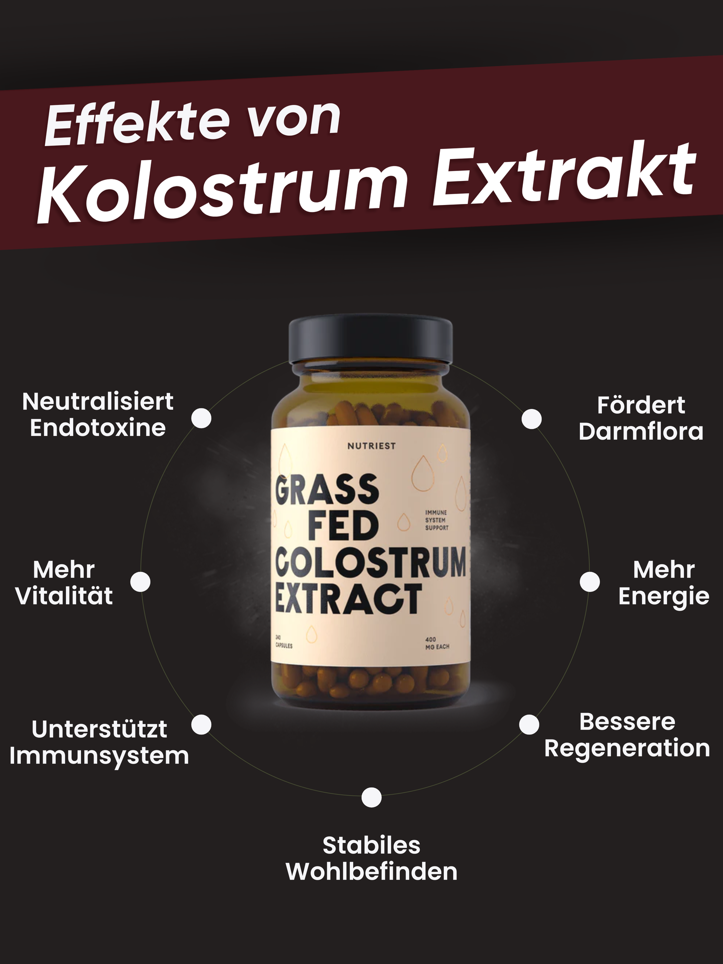 Getrocknetes Bio Weiderind Kolostrum Extrakt in Kapseln
