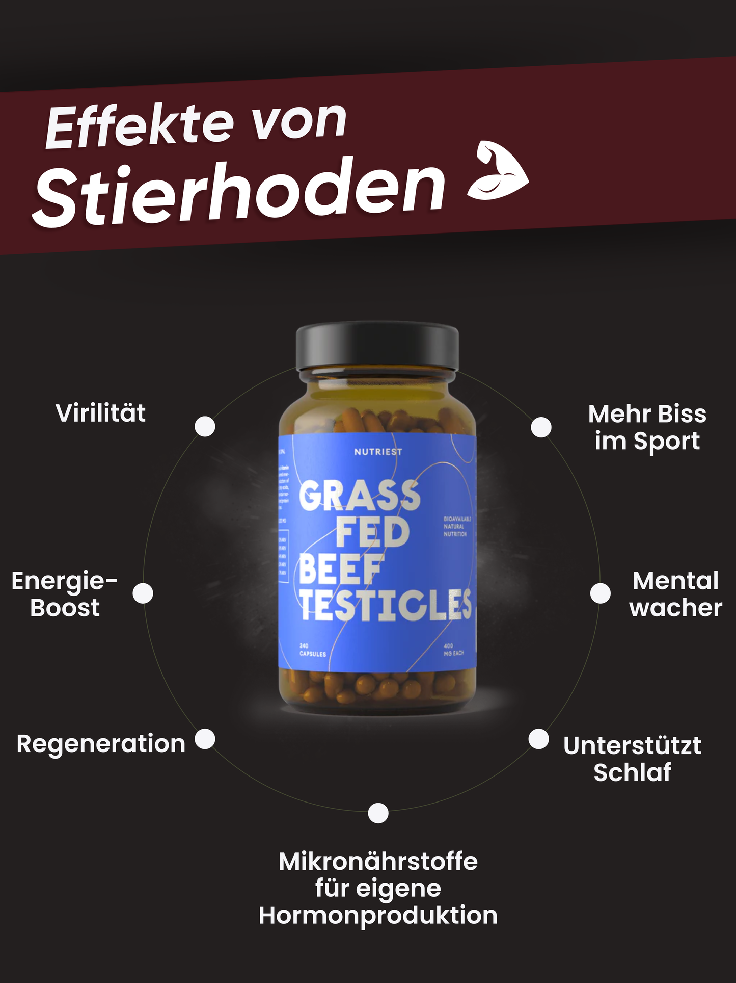 Getrocknete Bio Weiderind Hoden (Stierhoden) in praktischer Kapsel