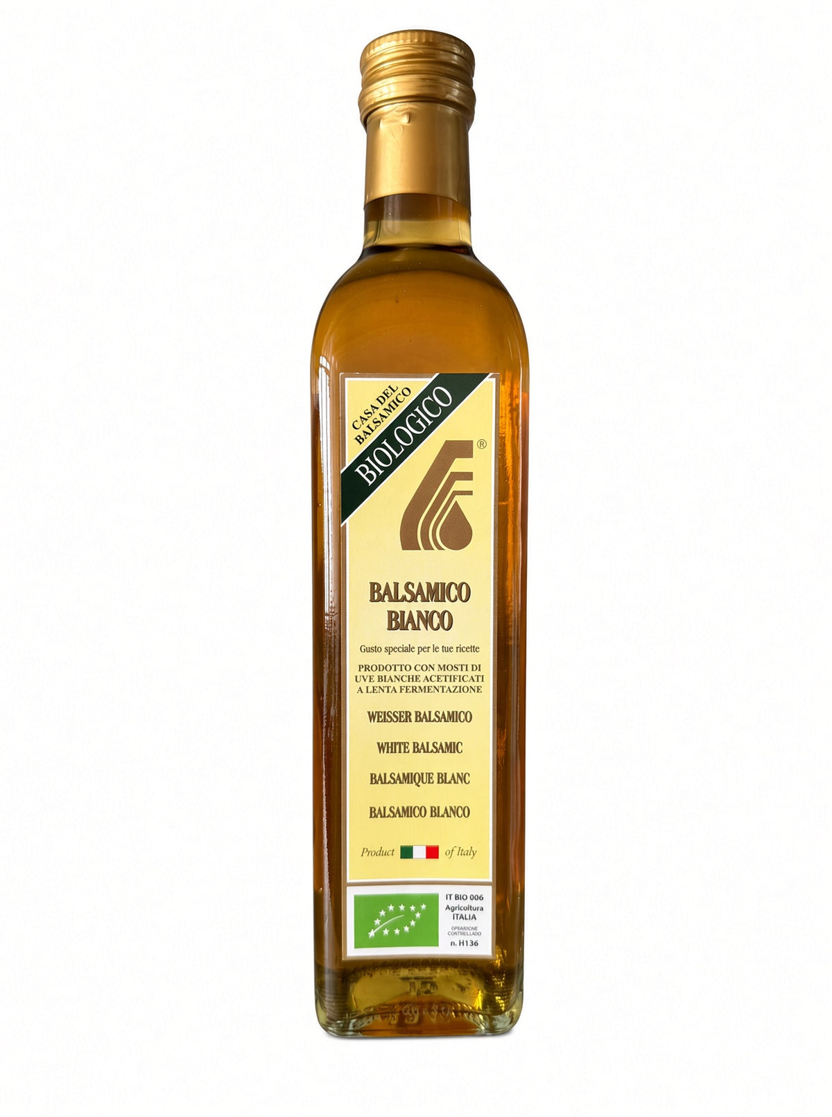 Organic white balsamic vinegar Condimento Bianco from Modena, 500 ml bottle