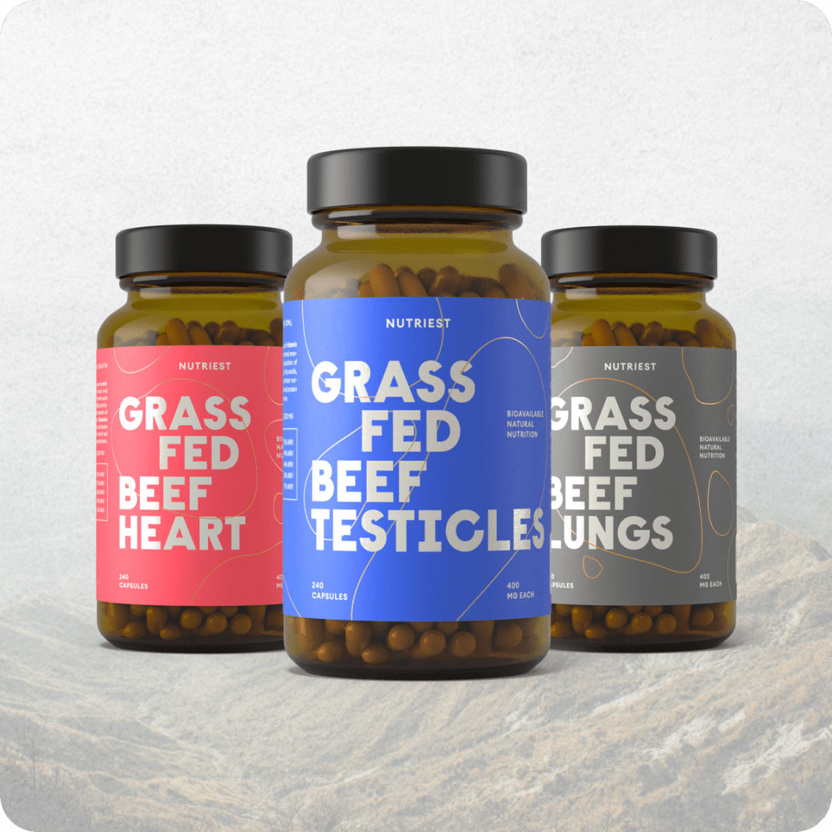 Braveheart organ meat supplement: beef testicle, organic beef heart and organic beef lung capsules