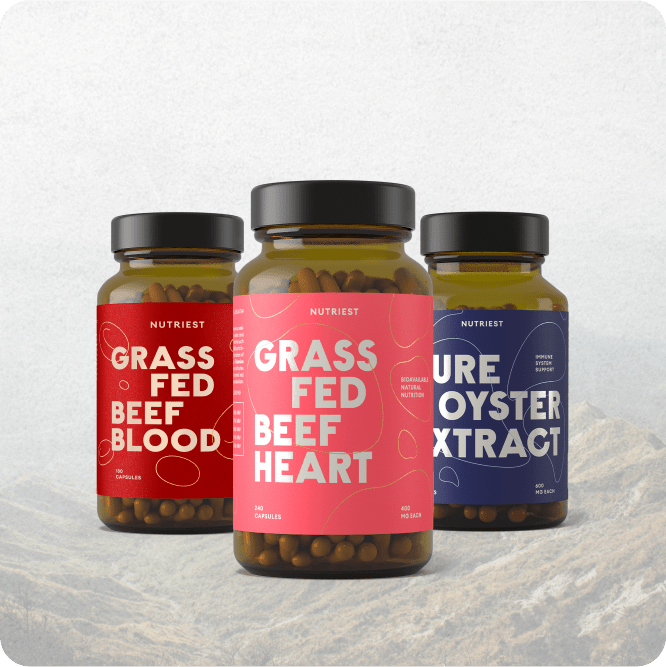 Brunhilde iron and zinc supplement: organic beef blood, beef heart and oyster extract capsules