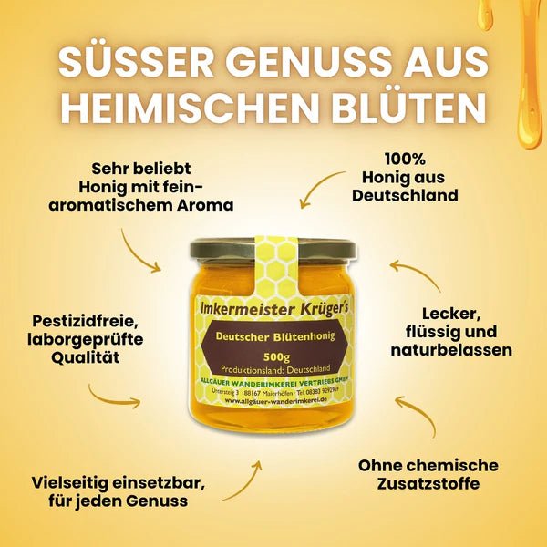Deutscher Blütenhonig 500g Imkermeister Krüger - Raw Animal