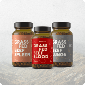 Iron Trio iron and B12 supplement: organic beef spleen, beef blood and beef lung capsules by NUTRIEST