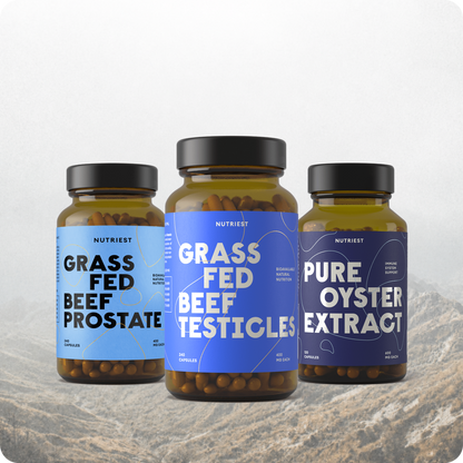 Männer-Trio: Stierhoden Kapseln, Rinderprostata Kapseln und Austernextrakt Kapseln