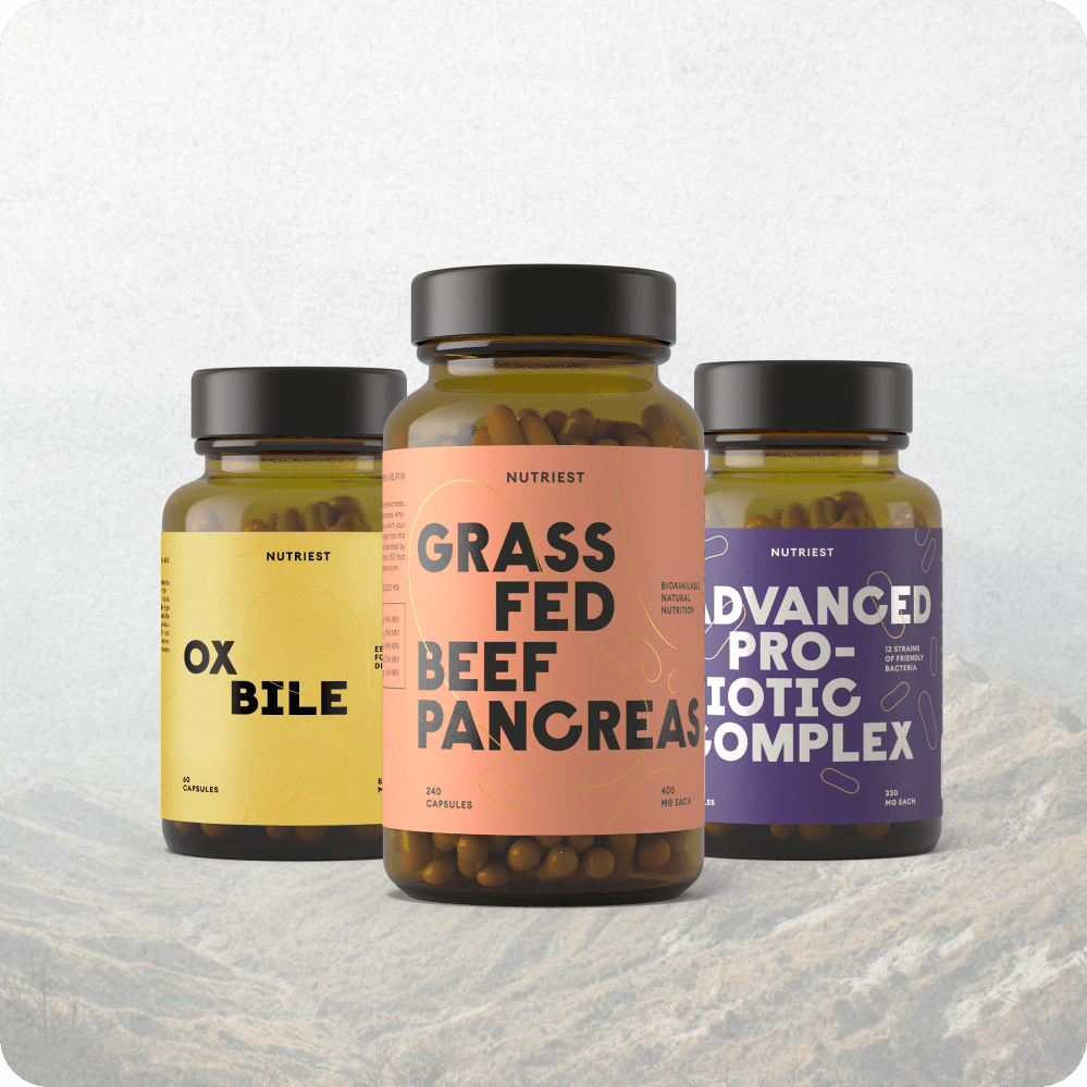 Pancreas & Bile Trio: organic beef pancreas, ox bile and lactic acid bacteria capsules
